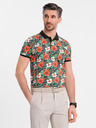 Ombre Clothing Baumwoll-Poloshirt mit Blumendruck - schwarz