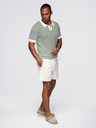 Ombre Clothing Herren Strick-Poloshirt ohne Knöpfe im Marinelook - weiß und olivgrün
