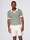 Ombre Clothing Herren Strick-Poloshirt ohne Knöpfe im Marinelook - weiß und olivgrün