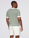 Ombre Clothing Herren Strick-Poloshirt ohne Knöpfe im Marinelook - weiß und olivgrün