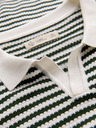 Ombre Clothing Herren Strick-Poloshirt ohne Knöpfe im Marinelook - weiß und olivgrün