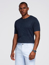 Ombre Clothing Herren klassisches geripptes Strickhemd - dunkelblau