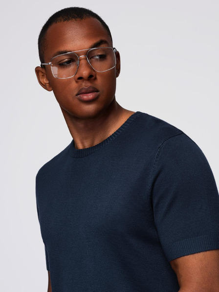 Ombre Clothing Herren klassisches geripptes Strickhemd - dunkelblau