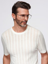 Ombre Clothing Herren Pullover mit Rundhalsausschnitt und kurzen Ärmeln - weiß