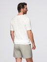 Ombre Clothing Herren Pullover mit Rundhalsausschnitt und kurzen Ärmeln - weiß