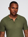 Ombre Clothing Herren Strick-Poloshirt ohne Knöpfe - olivgrün