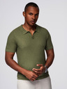 Ombre Clothing Herren Strick-Poloshirt ohne Knöpfe - olivgrün