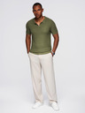 Ombre Clothing Herren Strick-Poloshirt ohne Knöpfe - olivgrün
