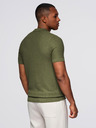 Ombre Clothing Herren Strick-Poloshirt ohne Knöpfe - olivgrün