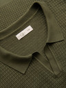 Ombre Clothing Herren Strick-Poloshirt ohne Knöpfe - olivgrün