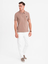 Ombre Clothing Herren-Poloshirt mit Reißverschluss - hellbraun