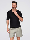 Ombre Clothing Herren-Poloshirt mit offenem Kragen ohne Knöpfe - schwarz