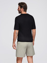 Ombre Clothing Herren-Poloshirt mit offenem Kragen ohne Knöpfe - schwarz