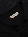 Ombre Clothing Herren-Poloshirt mit offenem Kragen ohne Knöpfe - schwarz
