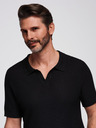 Ombre Clothing Herren Strick-Poloshirt ohne Knöpfe - schwarz