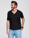 Ombre Clothing Herren Strick-Poloshirt ohne Knöpfe - schwarz