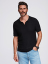 Ombre Clothing Herren Strick-Poloshirt ohne Knöpfe - schwarz