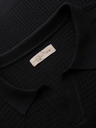 Ombre Clothing Herren Strick-Poloshirt ohne Knöpfe - schwarz