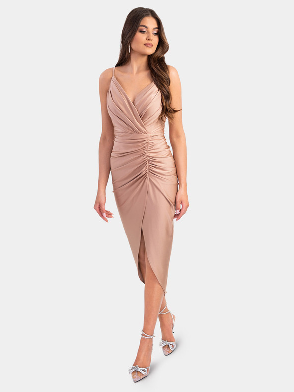 Edoti Midi-Kleid mit Schlitz KENDALL beige