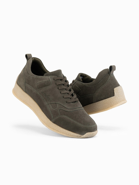 Ombre Clothing Leichte Veloursledersneaker für Herren im Sportstil - olivgrün