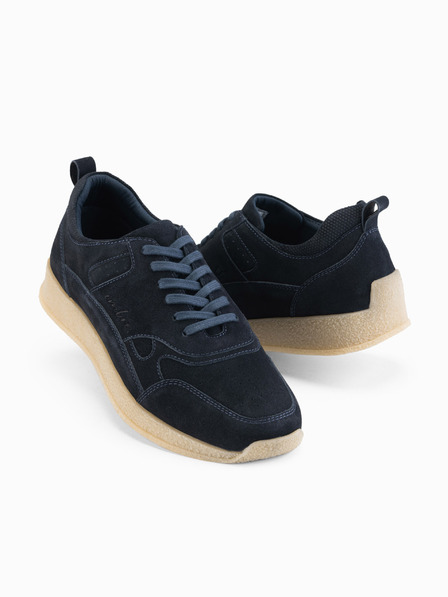 Ombre Clothing Herren-leichte Veloursledersneaker im Sportstil - navy