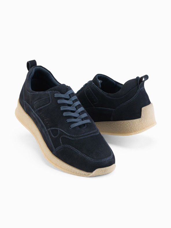 Ombre Clothing Herren-leichte Veloursledersneaker im Sportstil - navy