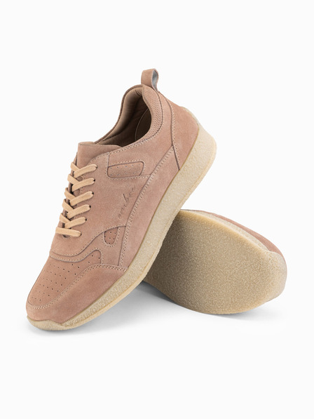 Ombre Clothing Herren-leichte Veloursledersneaker im Sportstil - beige