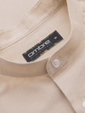 Ombre Clothing Herren-Leinwandhemd mit Stehkragen und Tasche REGULAR FIT - cremeweiß