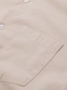 Ombre Clothing Herren-Leinwandhemd mit Stehkragen und Tasche REGULAR FIT - cremeweiß