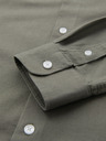 Ombre Clothing Herren-Leinwandhemd mit Stehkragen und Tasche REGULAR FIT - khaki