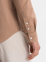 Ombre Clothing Herren-Leinwandhemd mit Stehkragen und Tasche REGULAR FIT - hellbraun
