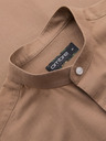Ombre Clothing Herren-Leinwandhemd mit Stehkragen und Tasche REGULAR FIT - hellbraun