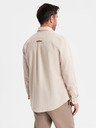 Ombre Clothing Herren-Leinwandhemd mit klassischem Kragen und Taschen REGULAR FIT - cremeweiß