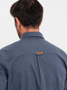 Ombre Clothing Herren-Leinwandhemd mit klassischem Kragen und Taschen REGULAR FIT - blau
