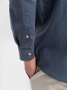 Ombre Clothing Herren-Leinwandhemd mit klassischem Kragen und Taschen REGULAR FIT - blau