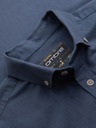 Ombre Clothing Herren-Leinwandhemd mit klassischem Kragen und Taschen REGULAR FIT - blau