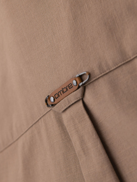Ombre Clothing Herren-Leinenhemd mit klassischem Kragen und Taschen REGULAR FIT - hellbraun