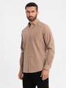 Ombre Clothing Herren-Leinenhemd mit klassischem Kragen und Taschen REGULAR FIT - hellbraun