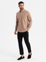 Ombre Clothing Herren-Leinenhemd mit klassischem Kragen und Taschen REGULAR FIT - hellbraun