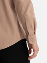 Ombre Clothing Herren-Leinenhemd mit klassischem Kragen und Taschen REGULAR FIT - hellbraun