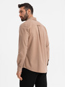 Ombre Clothing Herren-Leinenhemd mit klassischem Kragen und Taschen REGULAR FIT - hellbraun
