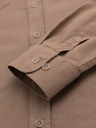 Ombre Clothing Herren-Leinenhemd mit klassischem Kragen und Taschen REGULAR FIT - hellbraun