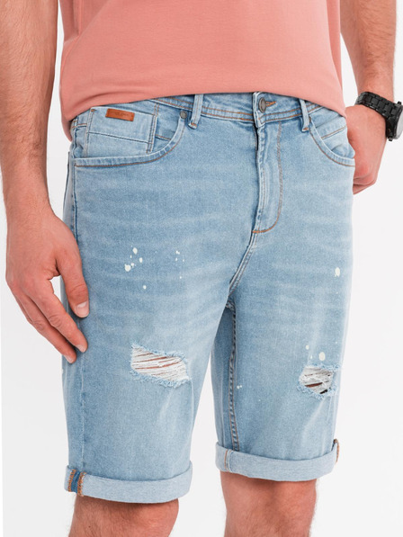 Ombre Clothing Herren-Jeanskurzhose mit zerrissenen Hosenbeinen - hellblau