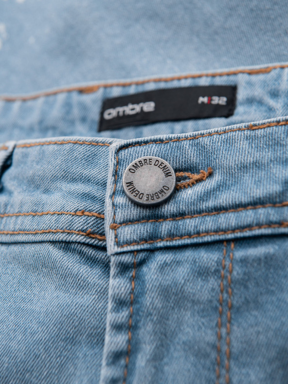 Ombre Clothing Herren-Jeanskurzhose mit zerrissenen Hosenbeinen - hellblau