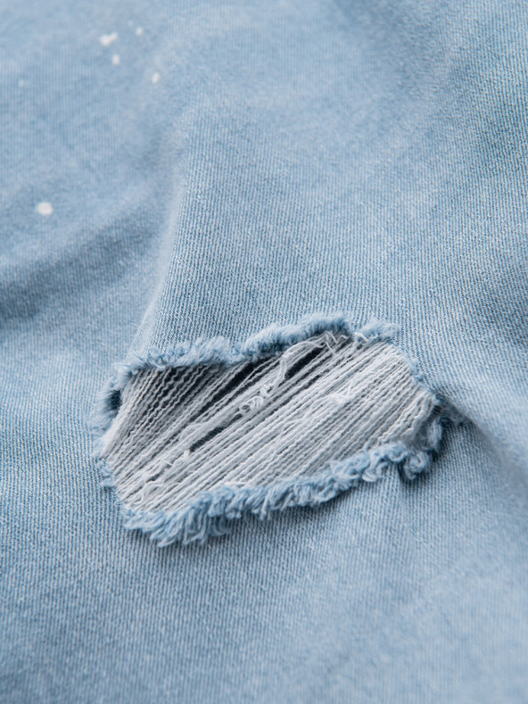 Ombre Clothing Herren-Jeanskurzhose mit zerrissenen Hosenbeinen - hellblau