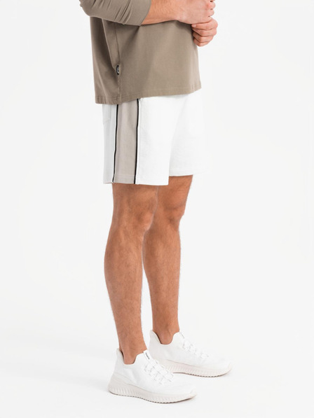 Ombre Clothing Herren-kurze Sweatshorts mit breiten Streifen - weiß