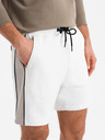 Ombre Clothing Herren-kurze Sweatshorts mit breiten Streifen - weiß