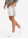 Ombre Clothing Herren-kurze Sweatshorts mit breiten Streifen - weiß