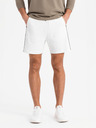 Ombre Clothing Herren-kurze Sweatshorts mit breiten Streifen - weiß