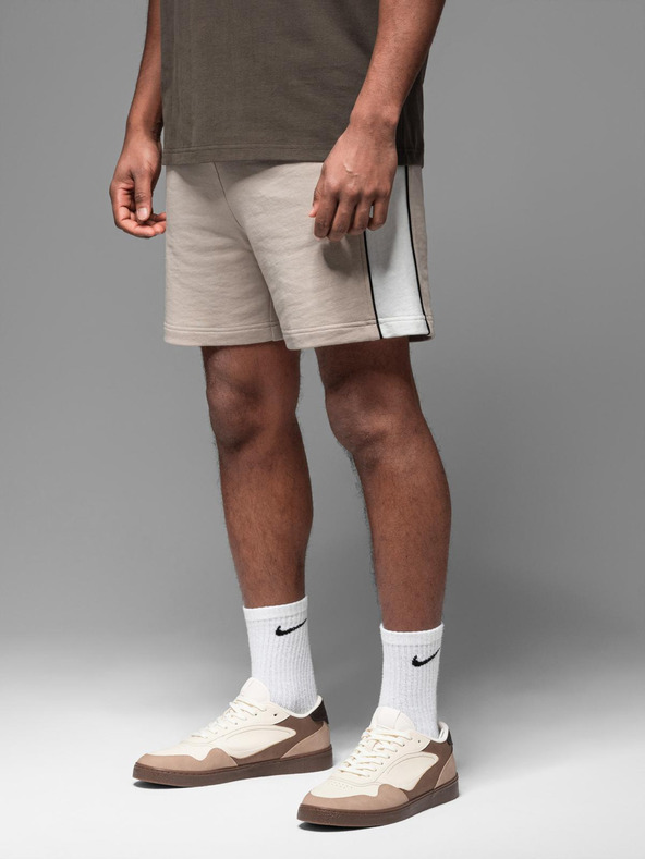 Ombre Clothing Herren-kurze Sweatshorts mit breiten Streifen - beige